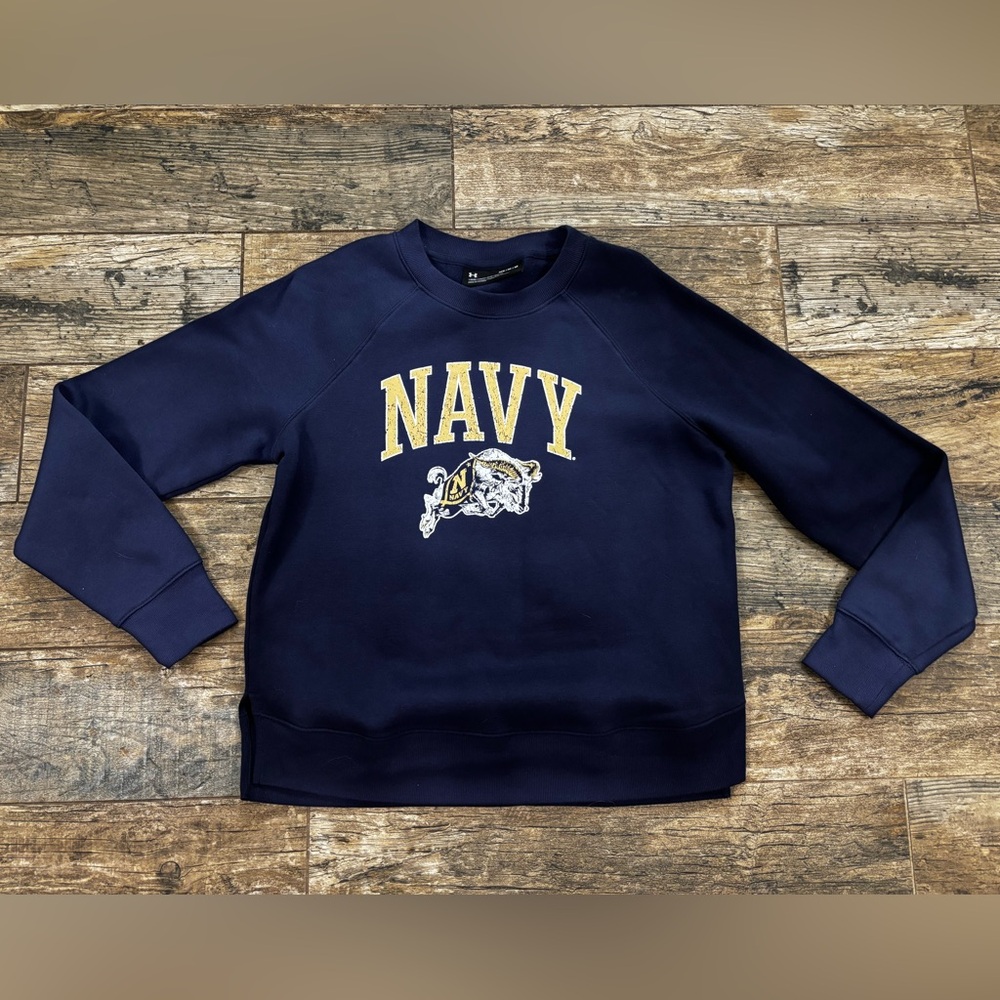 ⚓️ Women's Under Armour Crewneck Pullover Sweatshirt Sz Medium US Navy